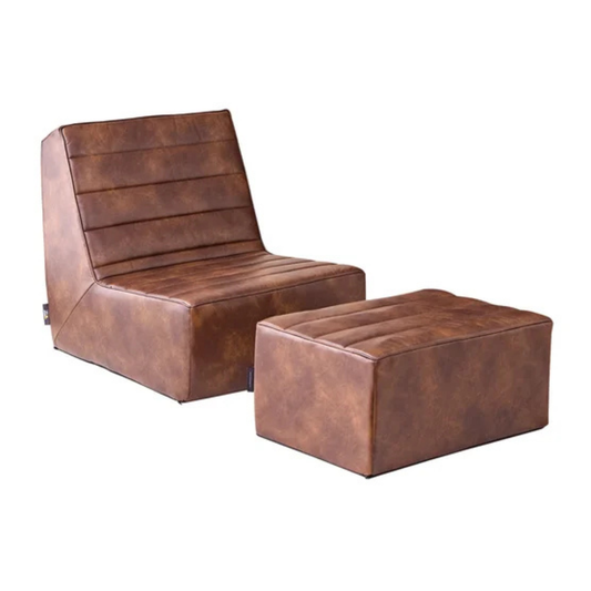 LOUNGE & CO. - Ensemble de Chaise et Pouf en Similicuir *Boite Ouverte*-faux-leather-chair-&-ottoman-set-costco-1891790-2