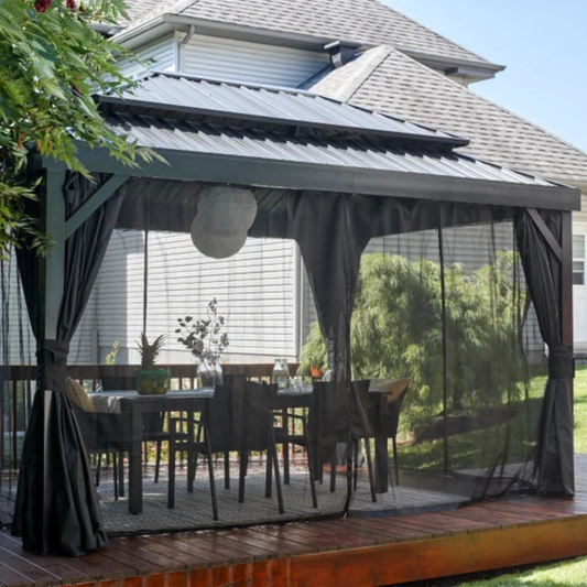 SOJAG - Gazebo avec Moustiquaire et Rideaux de 10 x 14 pi Alma-mosquito-netting-curtains-costco-1887930-2