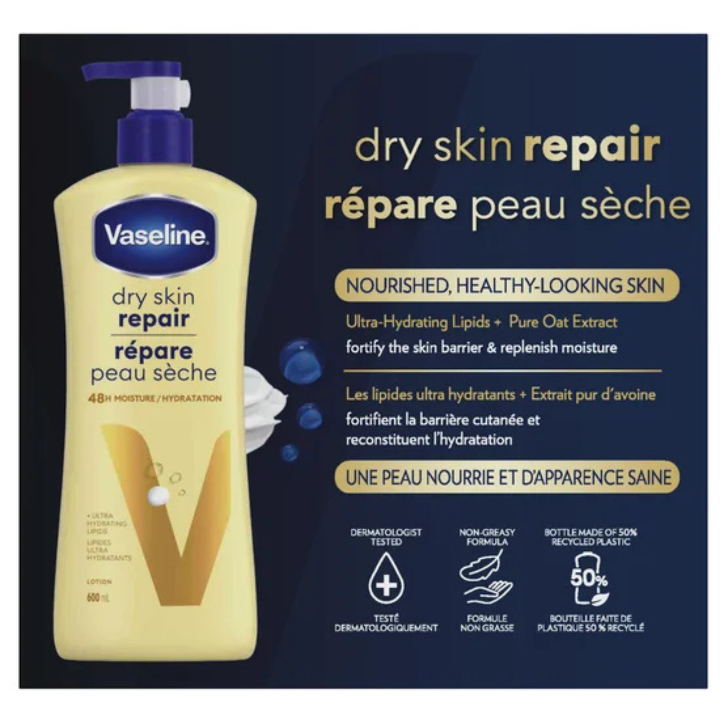 VASELINE - Paquet de 3 Lotions Corporelles Répare Peau Sèche 600ml-3-Pack-Dry-Skin-Repair-Body-lotion-1771030