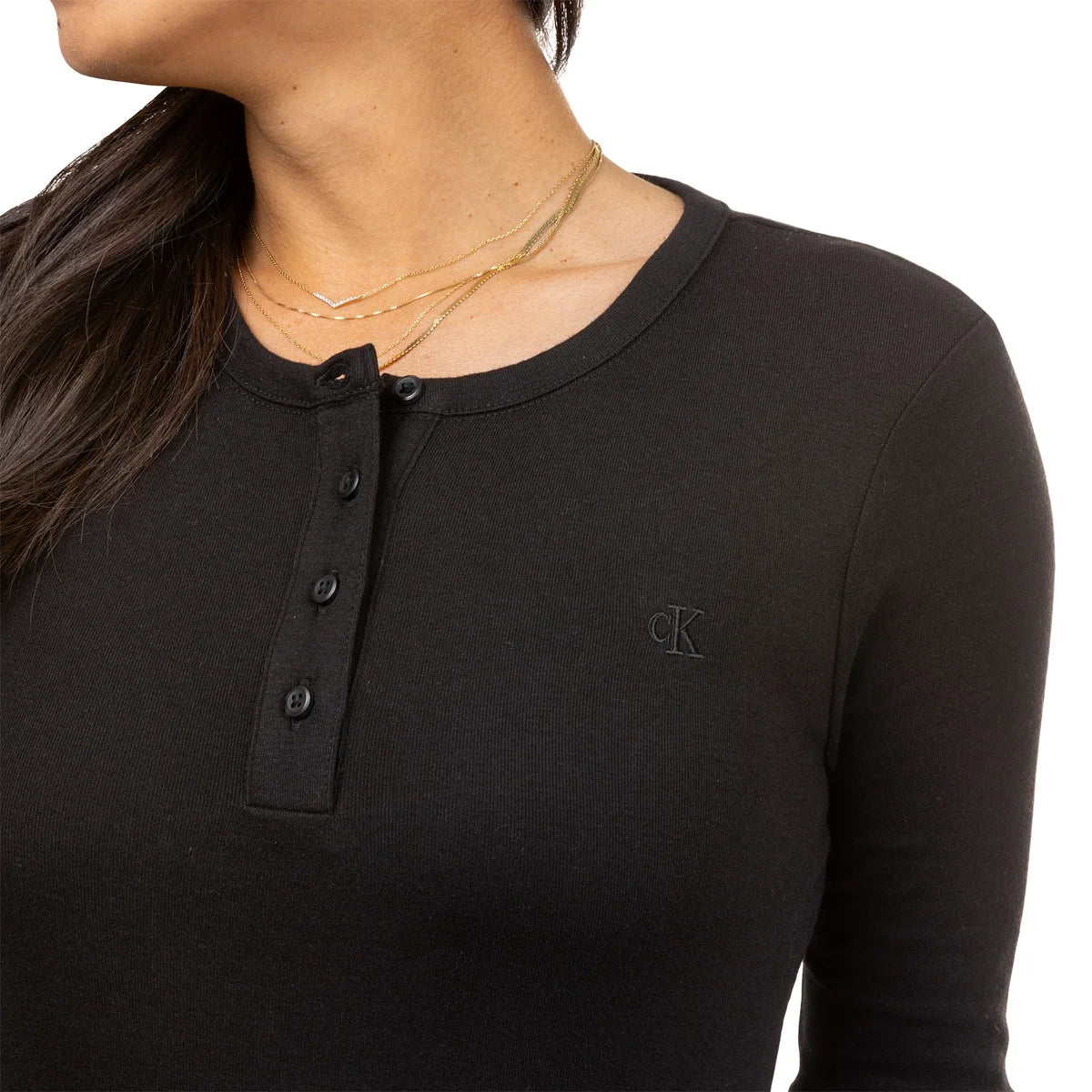 CALVIN KLEIN - Chandail Henley pour Femme-Womens-Long-Sleeve-Noir-Black-1907725-1933647