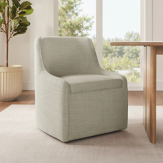 AIDEN & IVY - Chaise de Salle à Manger en Tissu Sans Accoudoirs avec Roulettes-fabric-armless-dining-chari-with-casters-costco-1861839-186849-beige