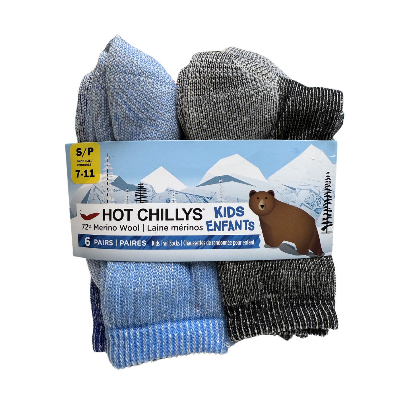 HOT CHILLYS - 6 Paires de Chaussettes de Randonnée pour Enfant