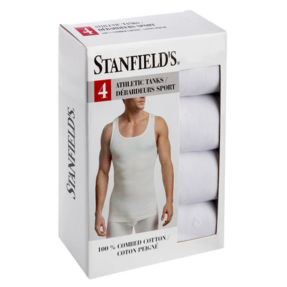 STANFIELD'S - Paquet de 4 Débardeurs Sport pour Homme-pack-athletic-tanks-men's-costco-1564853-white-blanc