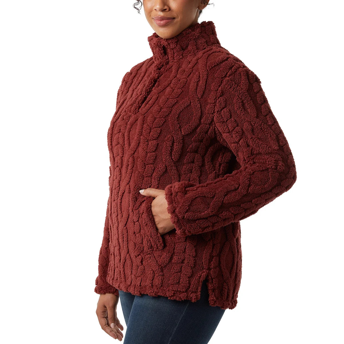 32°HEAT - Chandail en Sherpa Torsadé pour Femme-Womens-Cable-Sherpa-Pullover-Rouge-Red-1816000-192614