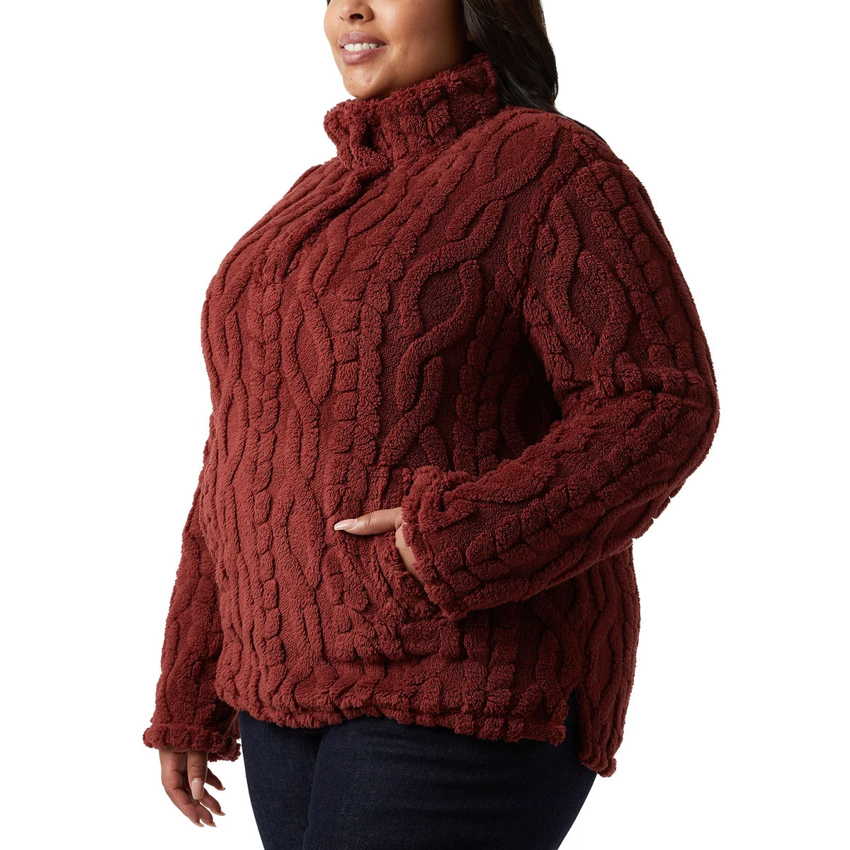 32°HEAT - Chandail en Sherpa Torsadé pour Femme-Womens-Cable-Sherpa-Pullover-Rouge-Red-1816000-192614
