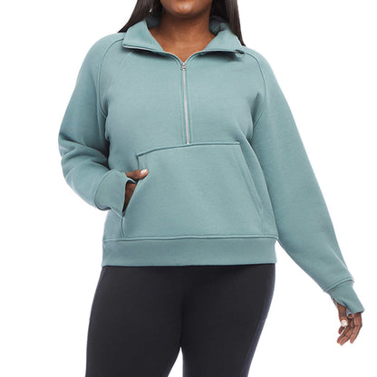 danskin-haut-col-cheminé-demi-fermeture-glissière-femme-women-half-zip-funnel-neck-top-4