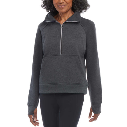danskin-haut-col-cheminé-demi-fermeture-glissière-femme-women-half-zip-funnel-neck-top