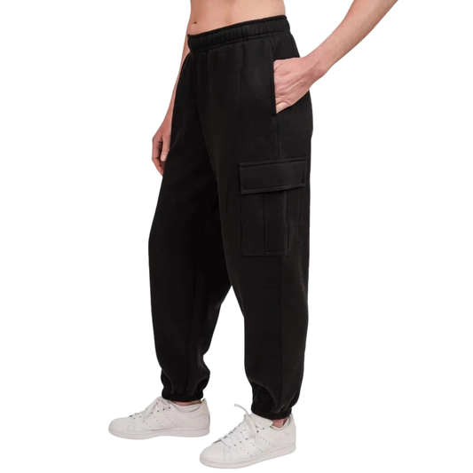 TUFF ATHLETICS - Pantalon Cargo en Molleton pour Femme-Womens-Fleece-Cargo-Jogger-Noir-Black-1930076