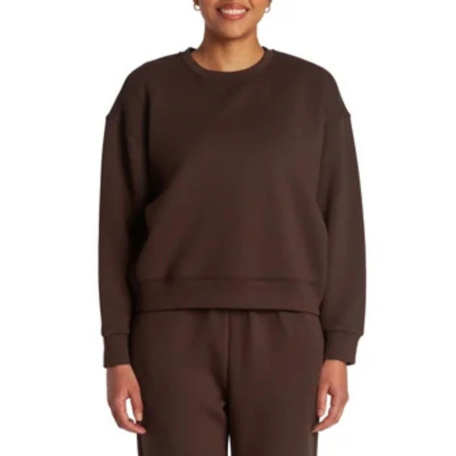 LAZYPANTS - Chandail à Col Rond en Molleton Doux-Womens-Double-Knit-Fleece-Crewneck-sweatshirt-1917545-1920929-brun-brown