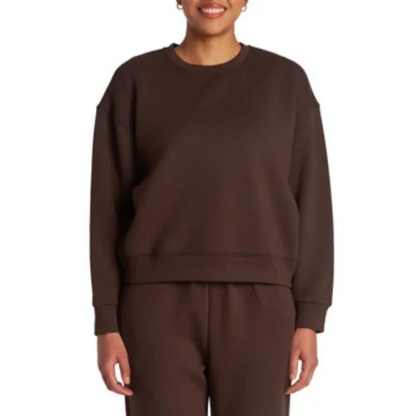 LAZYPANTS - Chandail à Col Rond en Molleton Doux-Womens-Double-Knit-Fleece-Crewneck-sweatshirt-1917545-1920929-brun-brown