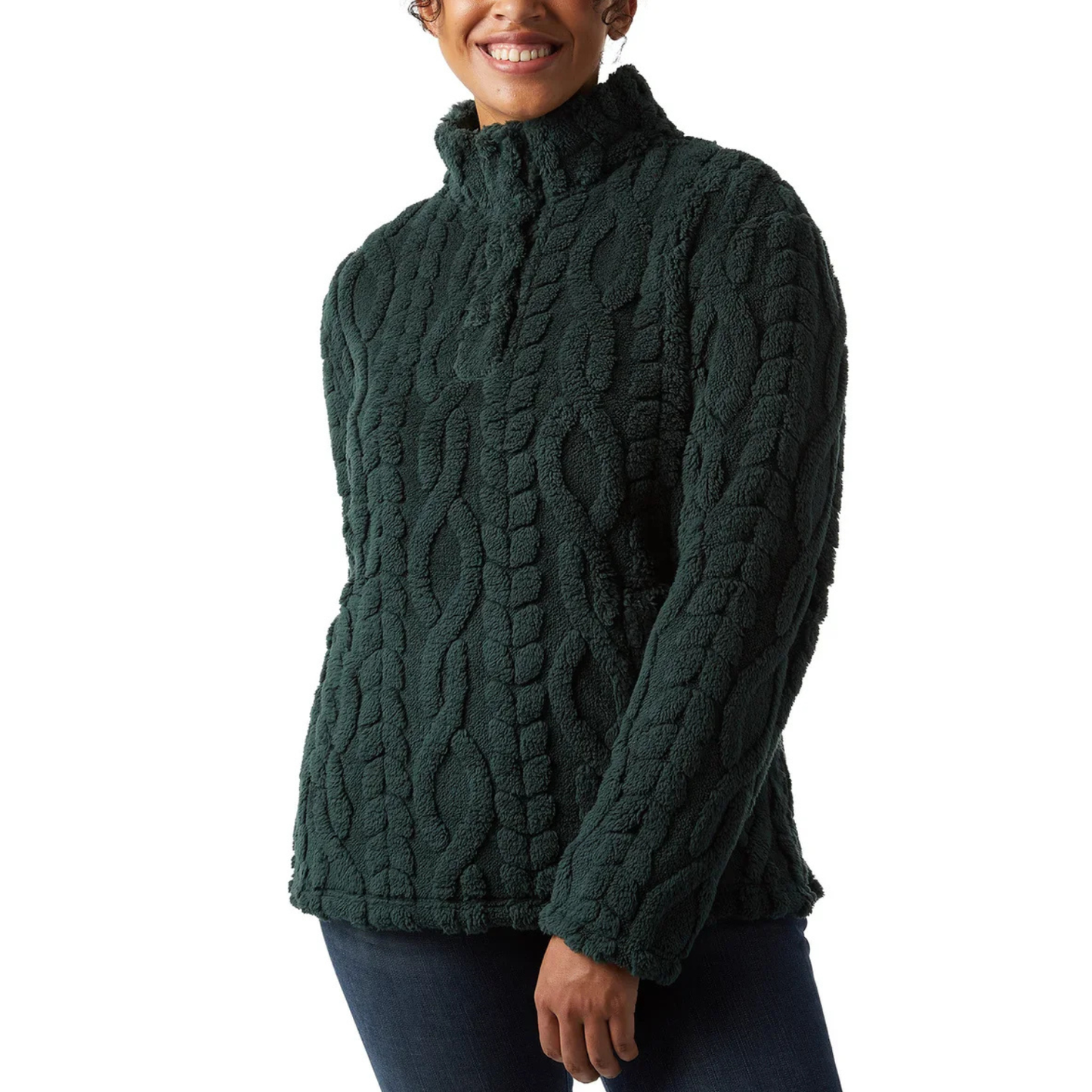 32°HEAT - Chandail en Sherpa Torsadé pour Femme-Womens-Cable-Sherpa-Pullover-Vert-Green-1816001