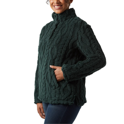 32°HEAT - Chandail en Sherpa Torsadé pour Femme-Womens-Cable-Sherpa-Pullover-Vert-Green-1816001