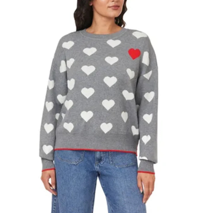 SCOTCH & SODA - Chandail pour Femme-Womens-Crewneck-Sweater-Gris-Coeur-Blanc-Grey-Heart-White-1945301-1948207