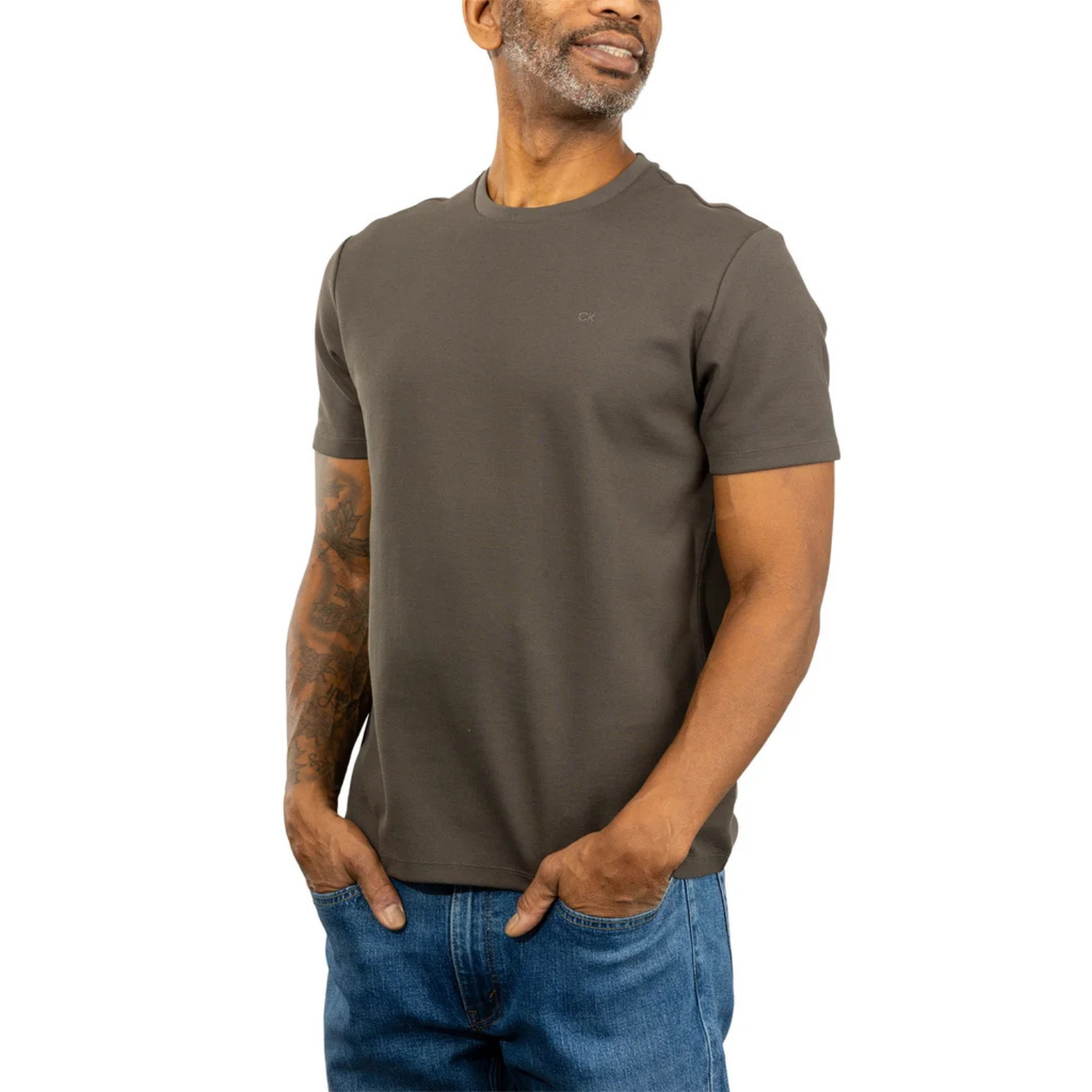 CALVIN KLEIN - Chandail à Manches Courtes pour Homme-Mens-T-Shirt-Gris-Grey-1957356- 1977479