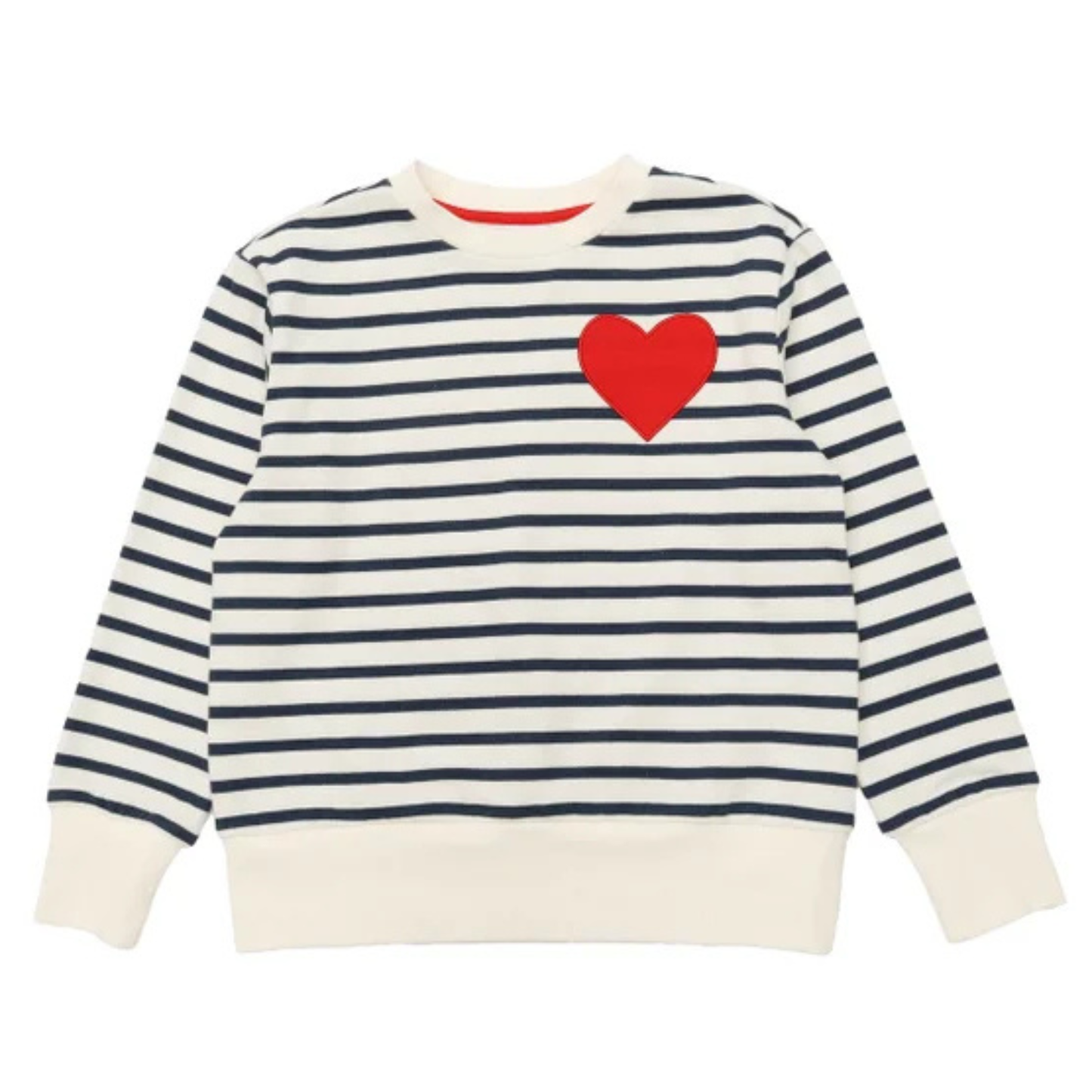 GAP KIDS -Chandail en Molleton à Col Rond pour Fille-Girls-Crew-Sweatshirt-Ligné-Marine-Blanc-Coeur-Rouge-Multi-Stripe-Navy-White-Red-Heart-4432626-1953988