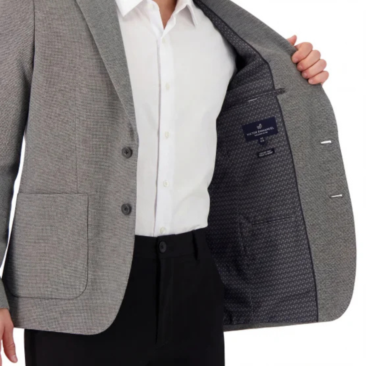 VICTOR EMMANUEL - Veston de Sport en tricot pour Homme-Mens-Knit-Sport-Blazer-Gris-Grey-1998033-1998027