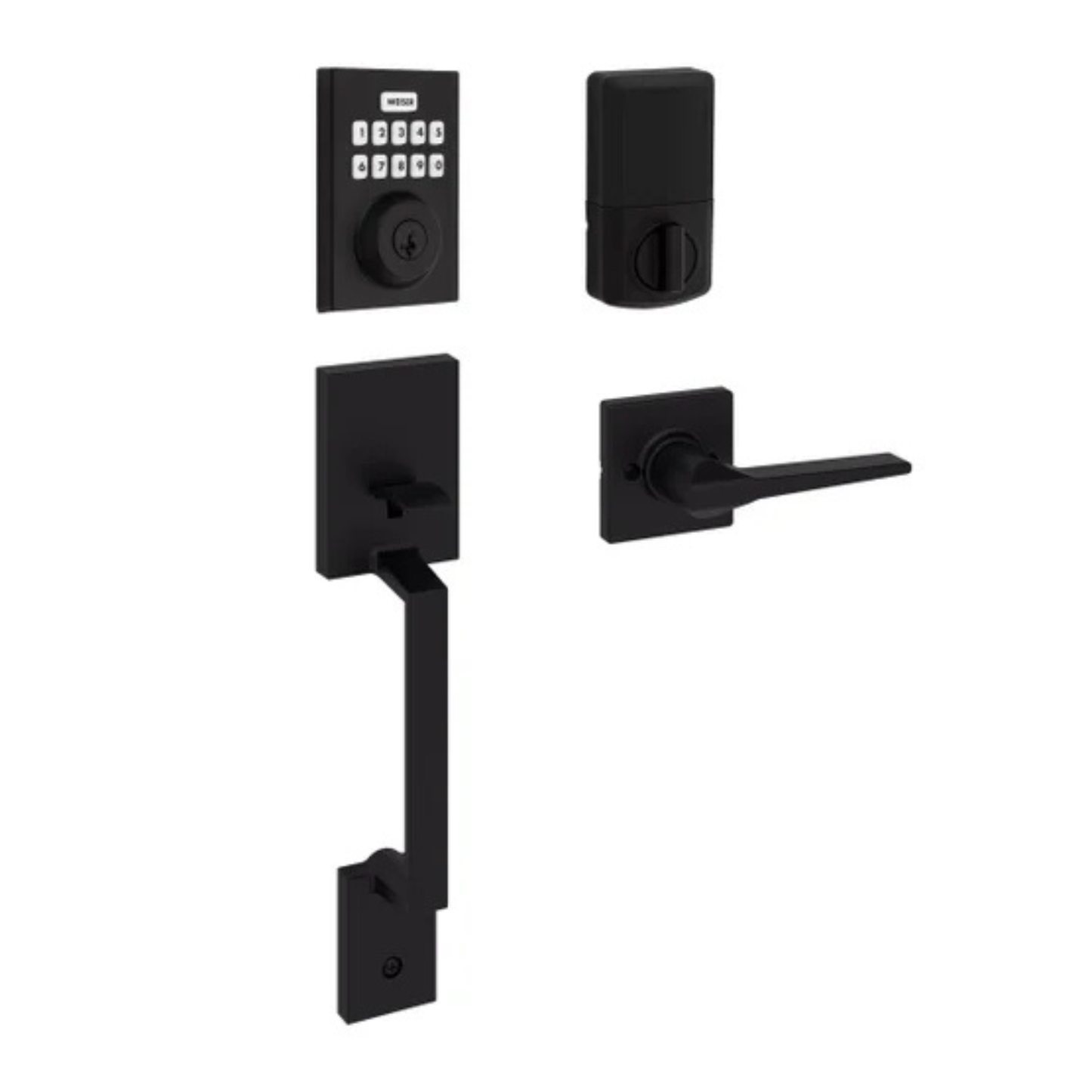 WEISER - Ensemble Combo Serrure à Pêne Dormant Électronique et Poignée-Electronic-deadbolt-&-Handleset-Combo-Pack-Noir-Black-1983676- 3983676