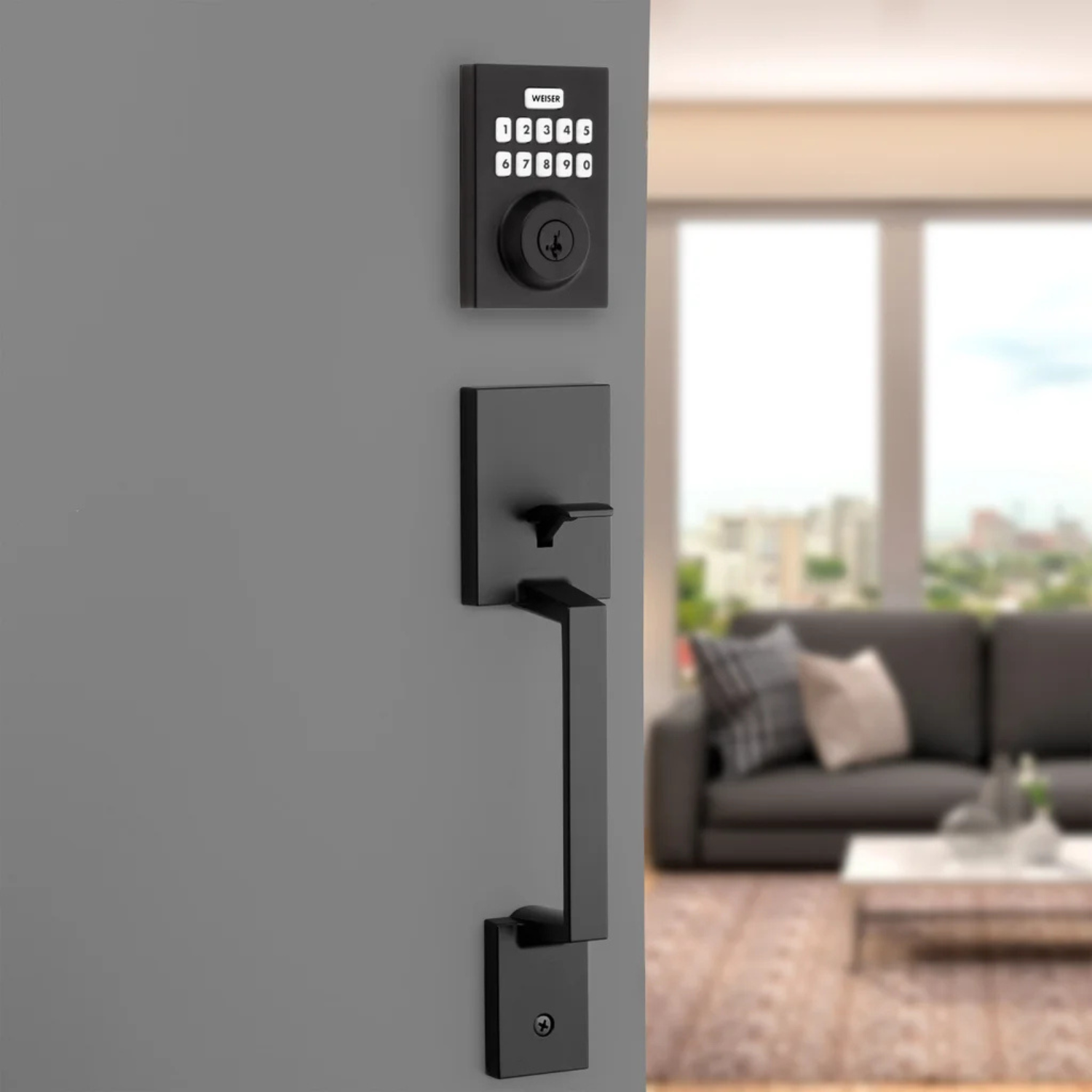 WEISER - Ensemble Combo Serrure à Pêne Dormant Électronique et Poignée-Electronic-deadbolt-&-Handleset-Combo-Pack-Noir-Black-1983676- 3983676