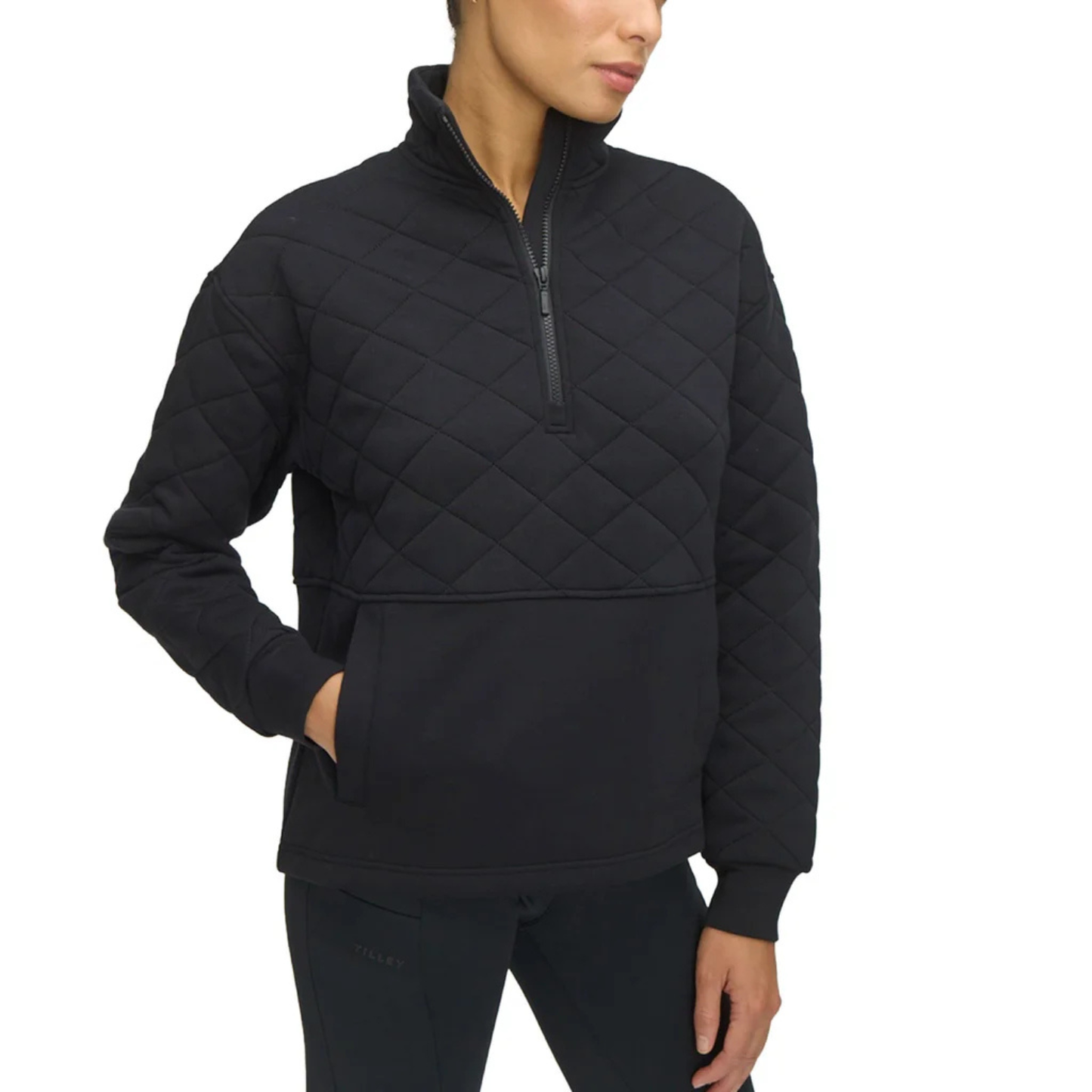TILLEY - Haut Matelassé à Glissière un Quart pour Femme-Womens-Quilted-1/4-Zip-Pullover-Noir-Black-1947320-1953277