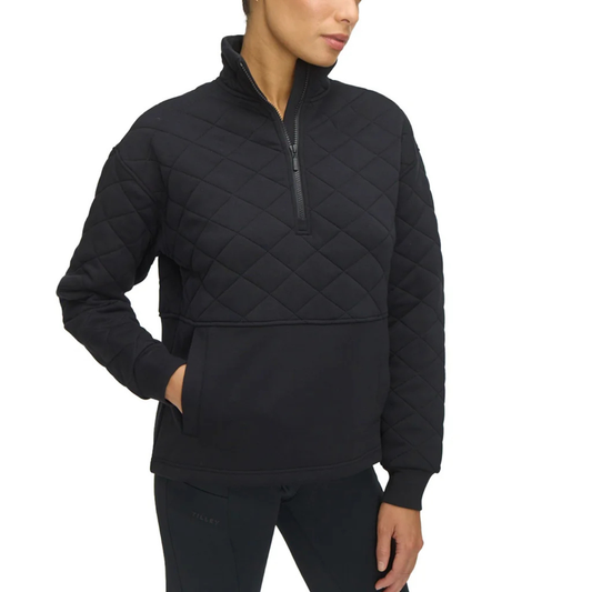 TILLEY - Haut Matelassé à Glissière un Quart pour Femme-Womens-Quilted-1/4-Zip-Pullover-Noir-Black-1947320-1953277