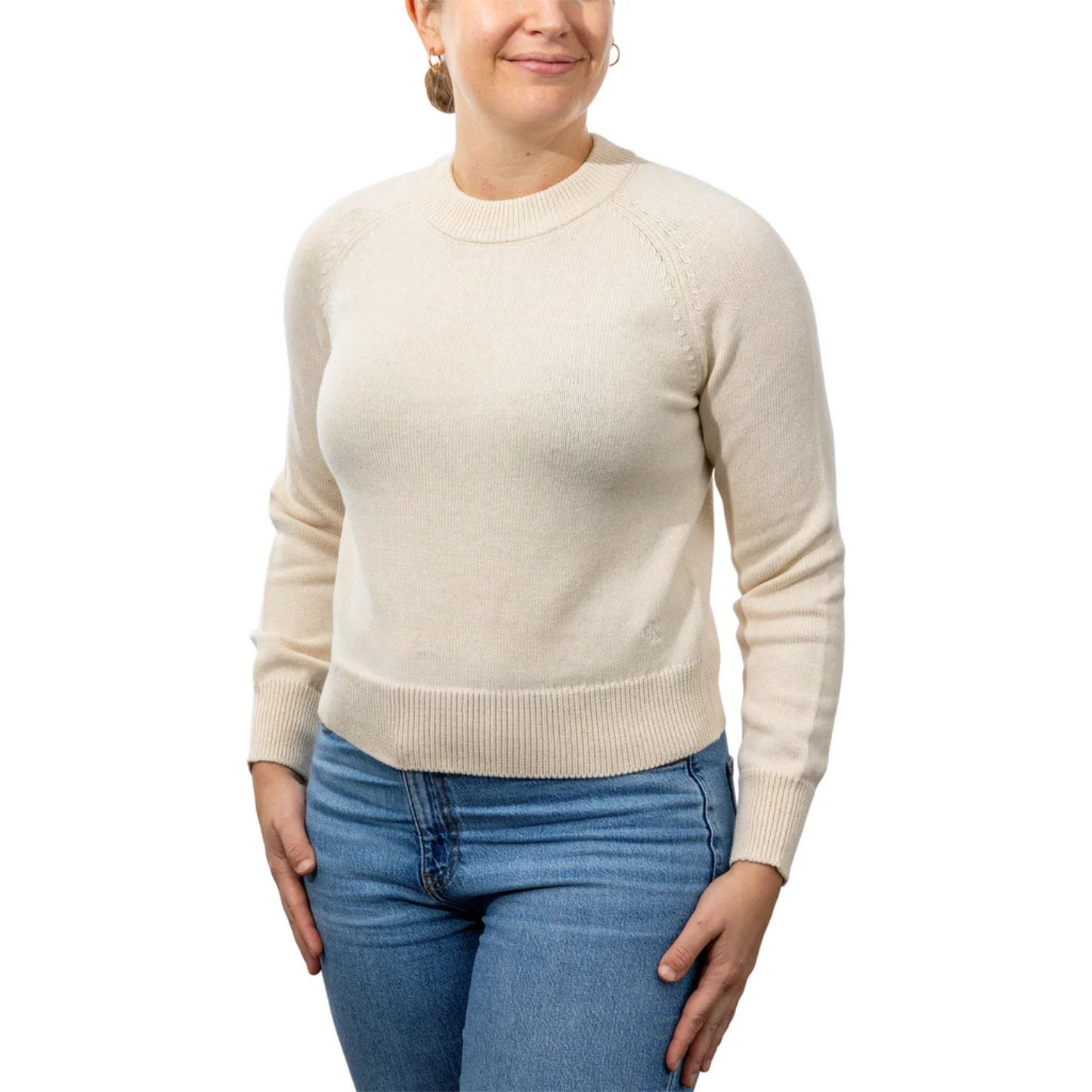CALVIN KLEIN - Chandail en Tricot pour Femme-Womens-Crewneck-Sweater-Crème-Beige-Ivoire-Cream-Ivory-1907975-1938136
