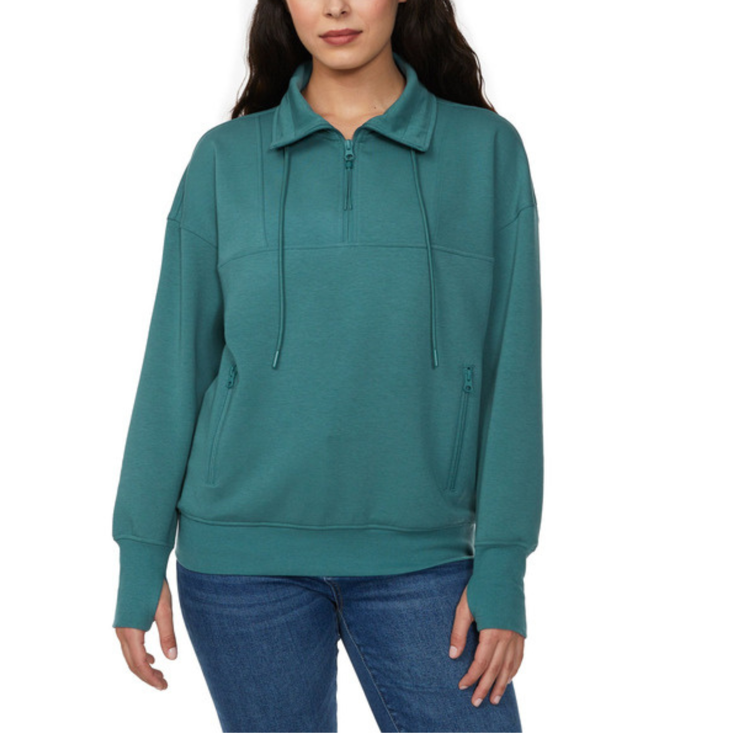 BUFFALO - Chandail à Glissière un Quart pour Femme-Womens-1/4-zip-sweater-Vert-Green-1939640