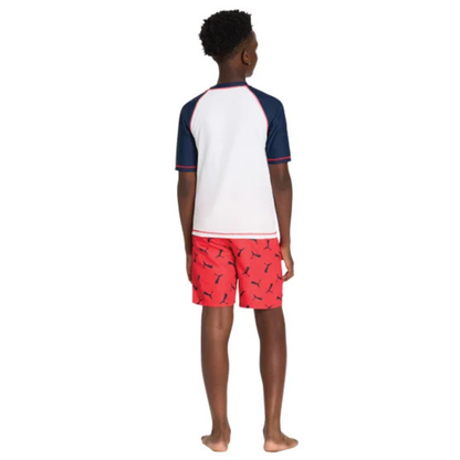 PUMA - Ensemble 2 Pièces Maillot Dermoprotecteur pour Garçon-Boys-rashguard-swin-set-2-piece-Rouge-Blanc-Marine-Red-White-Navy-7325501-1969744