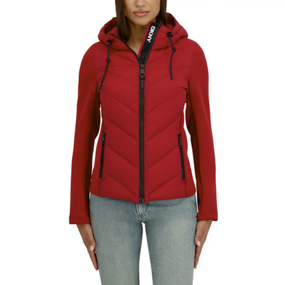 DKNY - Manteau en Matériaux Mixte pour Femme-Womens-Mixed-Media-Jacket-1137700-1950782-Rouge-Red