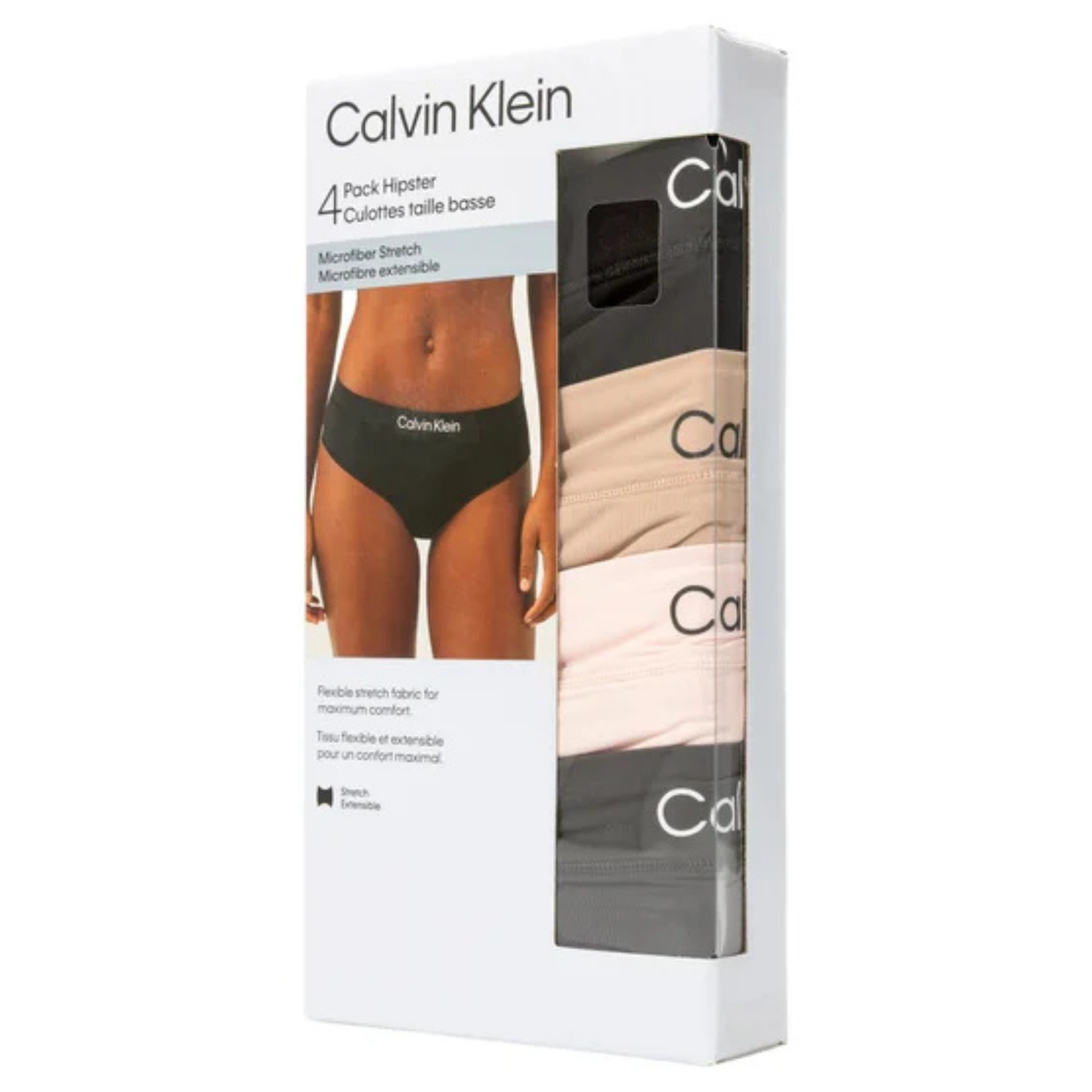 CALVIN KLEIN - Paquet de 4 Culottes Taille Basse pour Femme-4-Pack-Womens-Hipster-Noir-Beige-Gris-Multi-Black-Grey-1995430-1973455