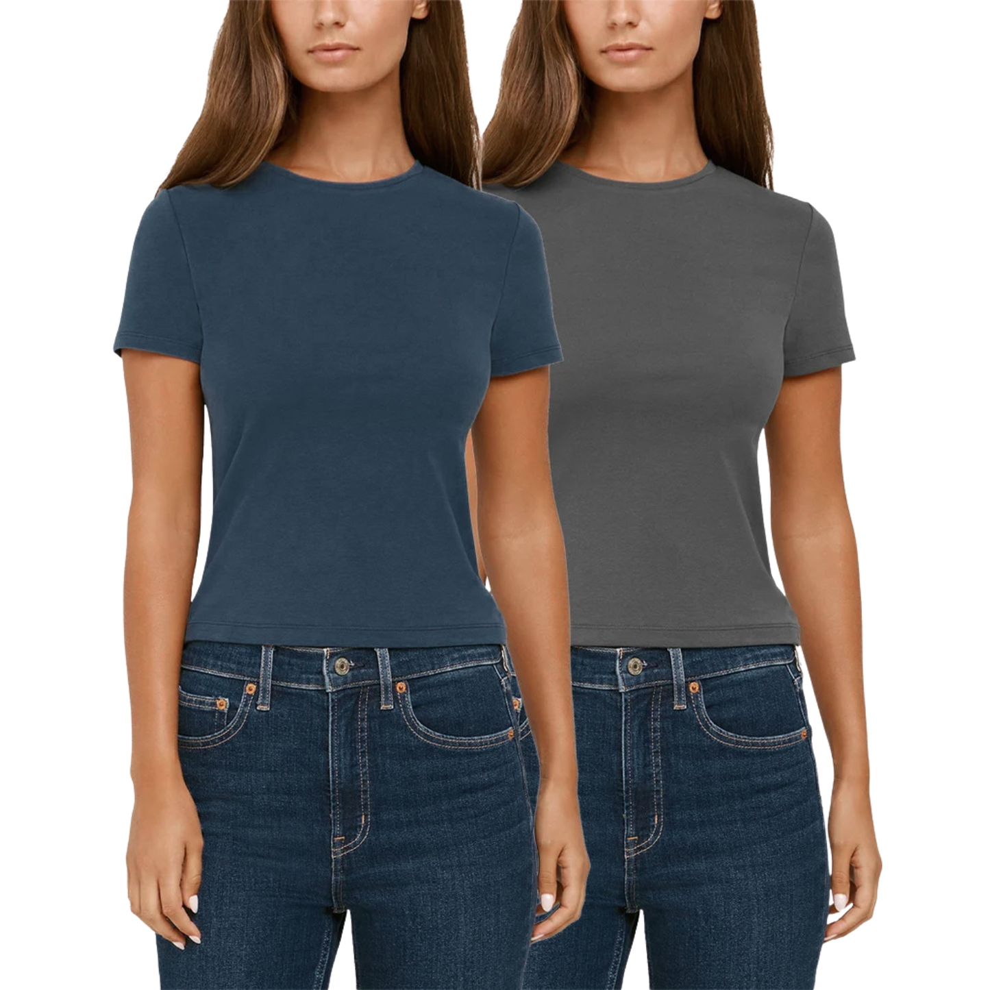 BANANA REPUBLIC - Paquet de 2 Chandails Manches Courtes pour Femme-womens-2-pack-Short-Sleeve-T-Shirt-Bleu-Marine-Gris-Blue-Navy-Grey-1975770-1982716