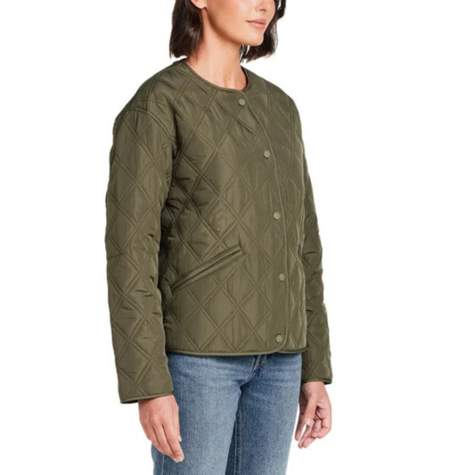 WEATHERPROOF - Veste Matelassée sans Col pour Femme-Womens-Collarless-Quilted-Jacket-Vert-Green-Kaki-1184402-1973871