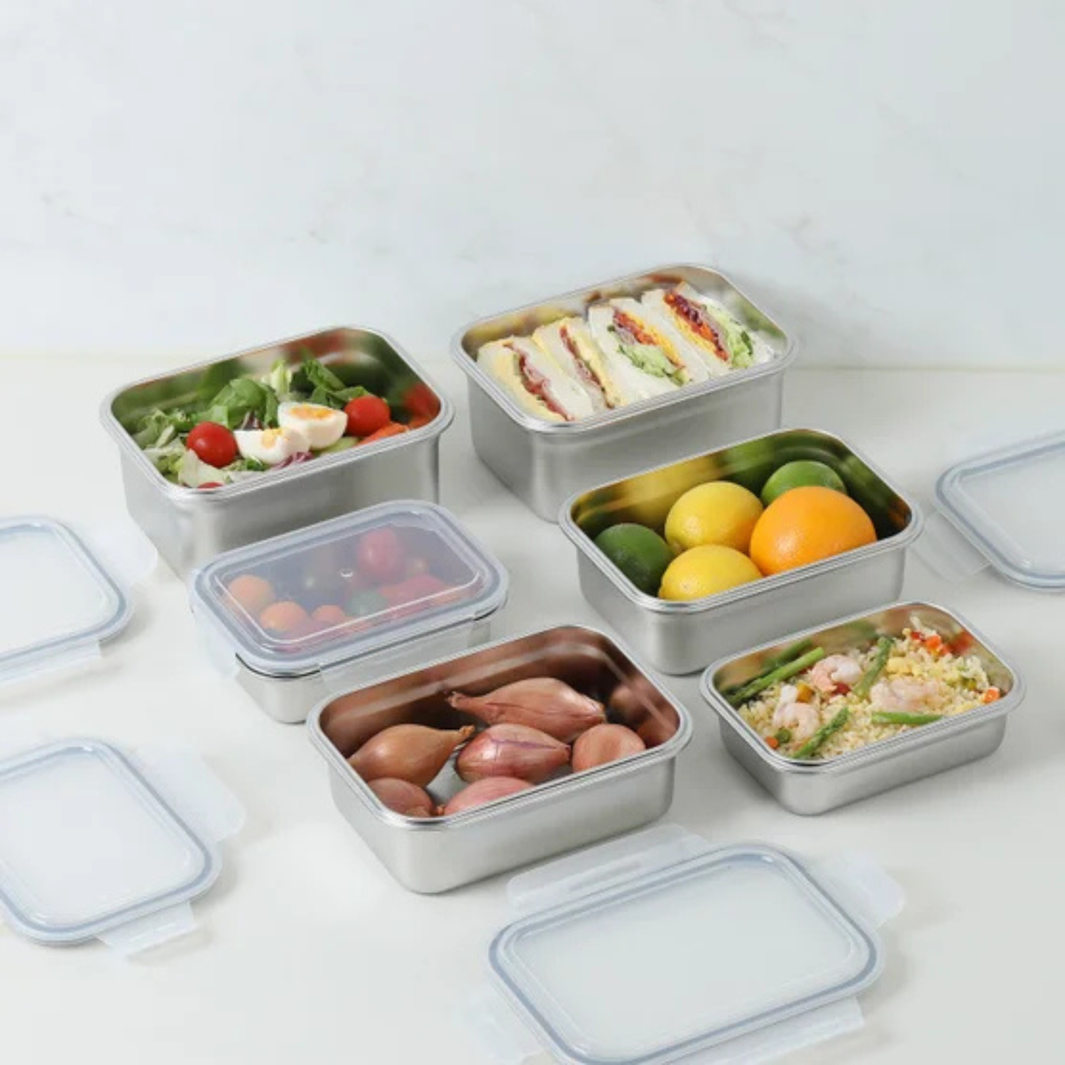 NEOFLAM - Ensemble de 6 Contenants en Acier Inoxydable-6-Stainless-Steel-Container-Set-8523323