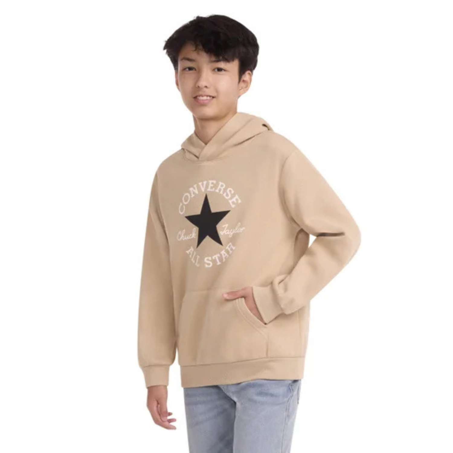 CONVERSE - Chandail à Capuchon en molleton pour Enfant-Kids-Fleece-Hoodie-Beige-7582525-1981023
