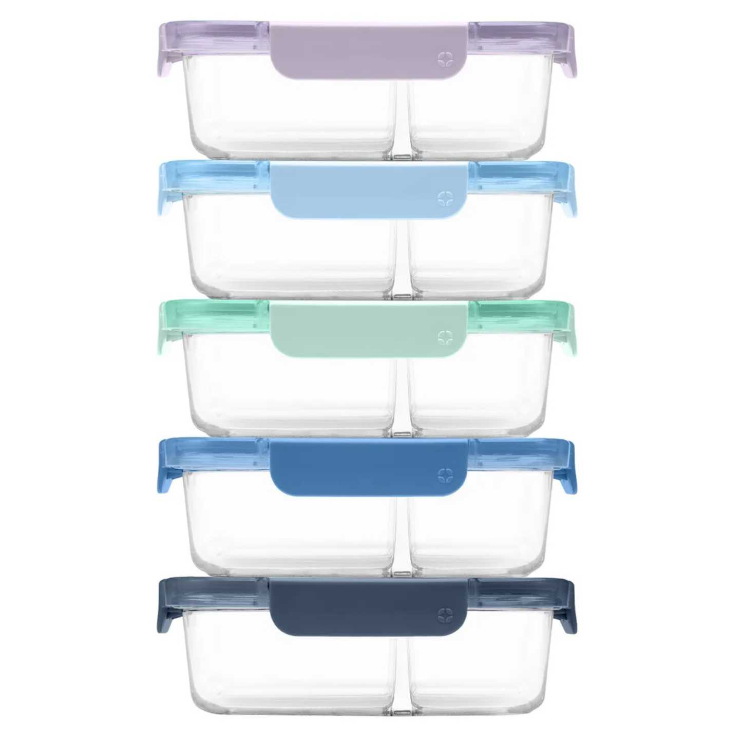 ELLO - Ensemble de 5 Contenants en Verre à 2 Compartiments-5-divided-glass-Containers-set-Color-Lock-1901809