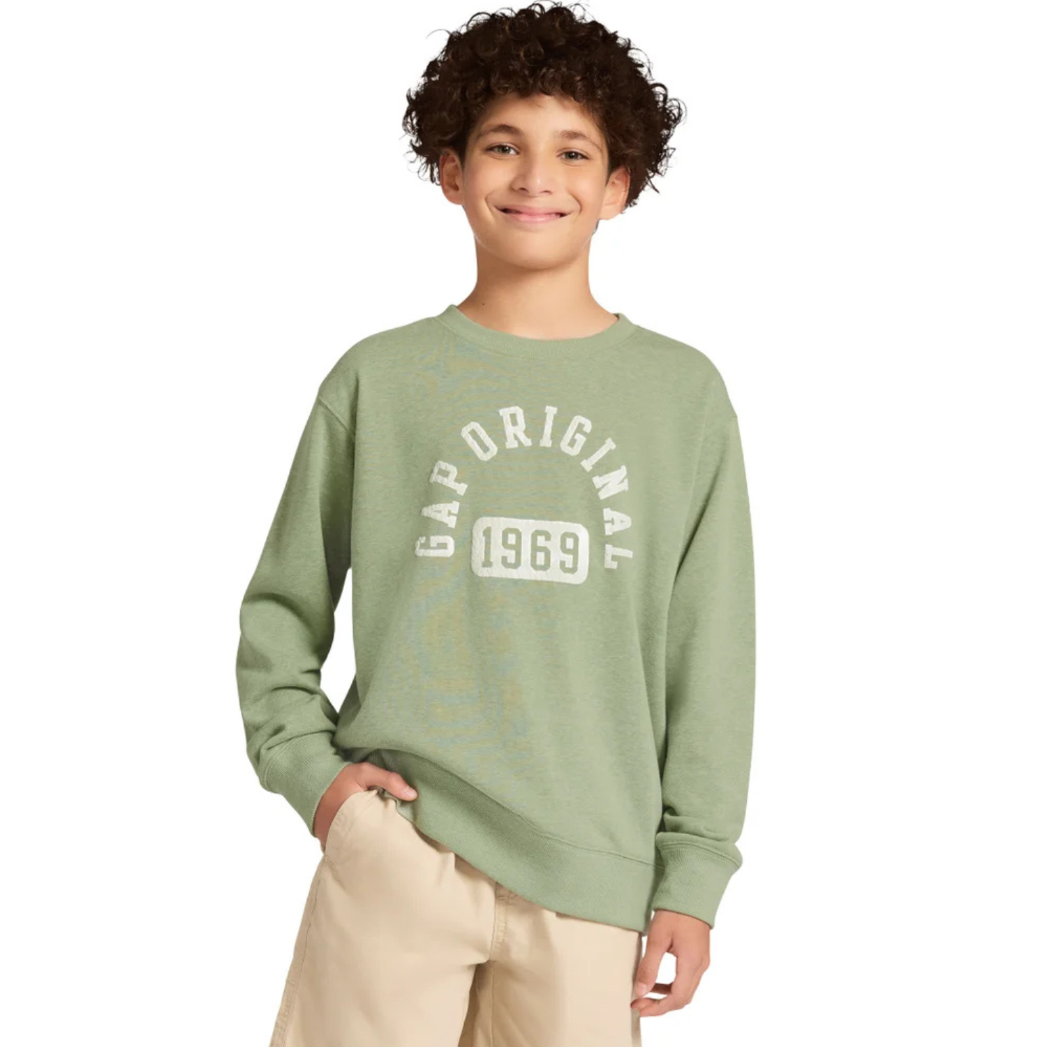 GAP KIDS - Chandail en Molleton Léger pour Garçon-Boys-Crewneck-Sweatshirt-Vert-Green-4541616-1990290