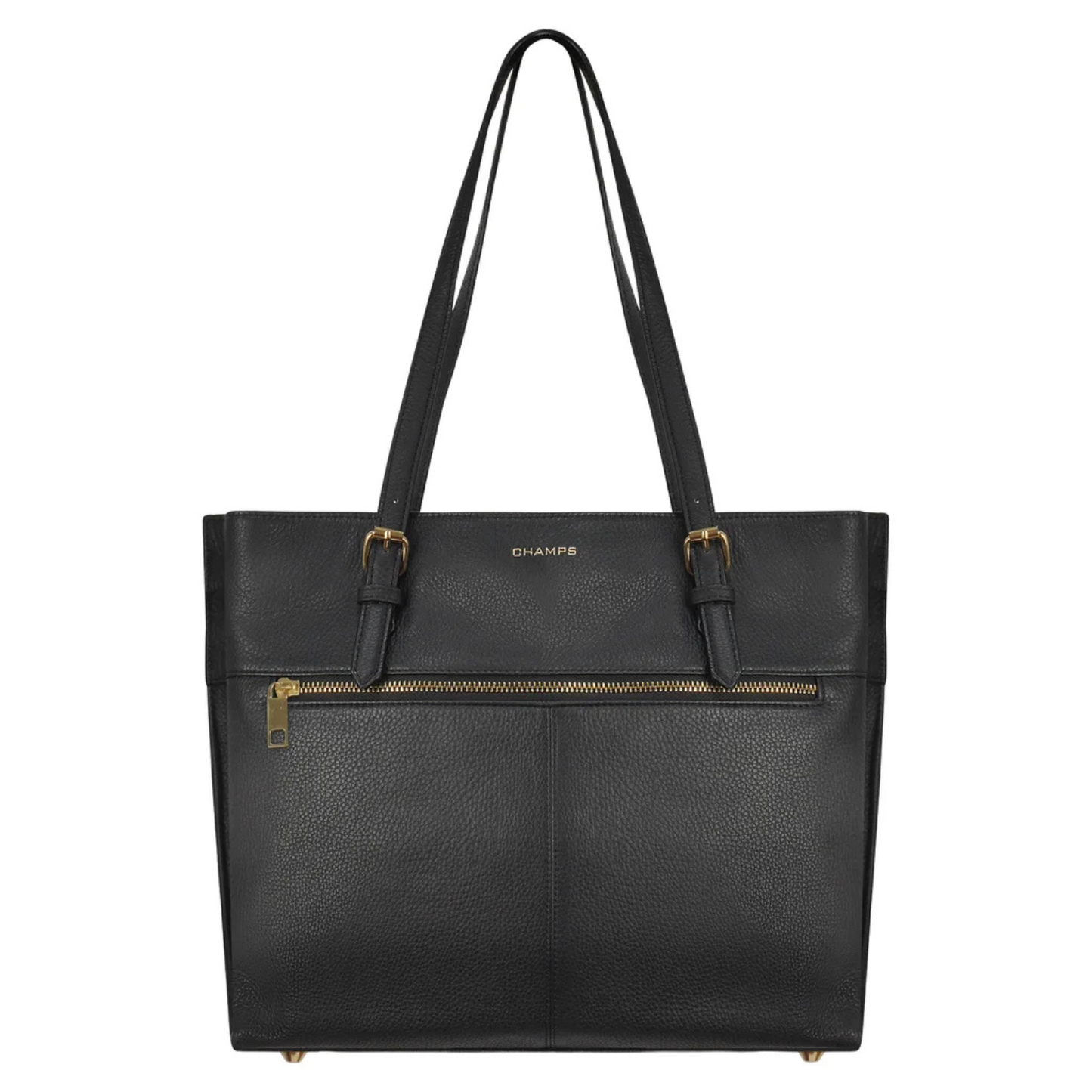 CHAMPS - Sac Fourre-Tout en Cuir-Leather-Tote-Bag-Noir-Black-2053365