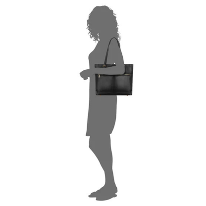 CHAMPS - Sac Fourre-Tout en Cuir-Leather-Tote-Bag-Noir-Black-2053365