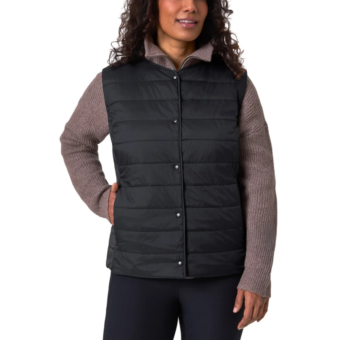 MONDETTA - Veste Sans Col pour Femme-Womens-Collarless-Vest-Noir-Black-1085500-1964489