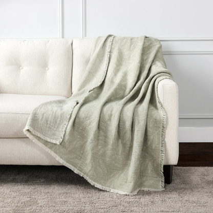LIFE COMFORT - Jeté en Coton Réversible-reversible-cotton-throw-Vert-Green-1726023-1980954