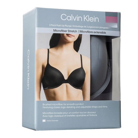 CALVIN KLEIN -  Paquet de 2 Soutiens-Gorge Pigeonnant Plongeant-2-pack-Push-up-Plunge-Bra-Rose-Gris-Pink-Grey-2915303-1927806