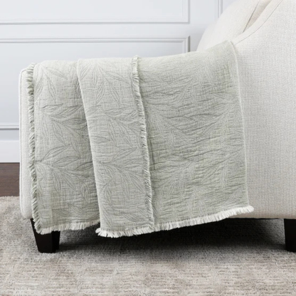 LIFE COMFORT - Jeté en Coton Réversible-reversible-cotton-throw-Vert-Green-1726023-1980954