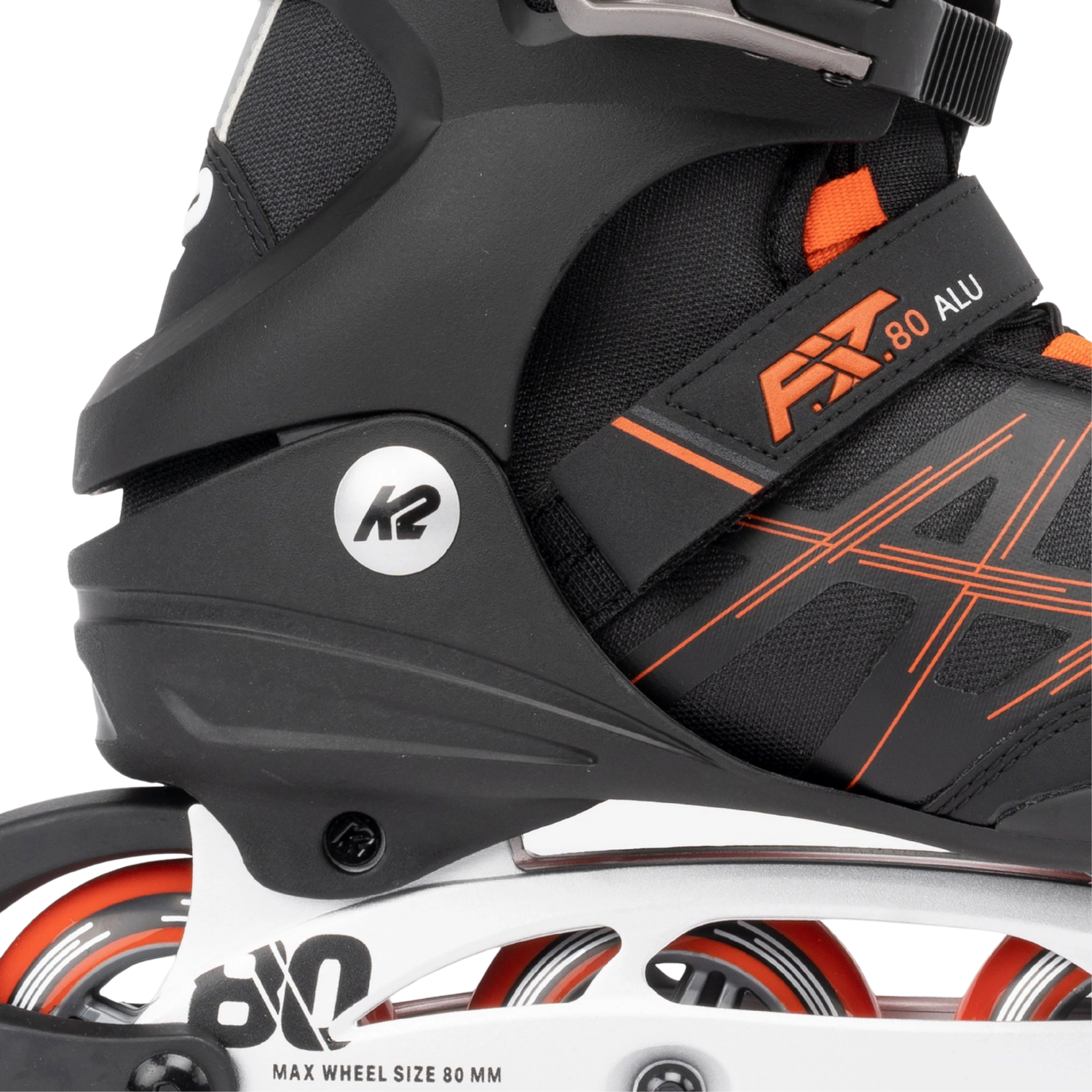 K2 SKATES - Patins à Roues Alignés F.I.T.80 ALU pour Homme-Mens-Inline-Skates-Noir-Orange-Black-1940120