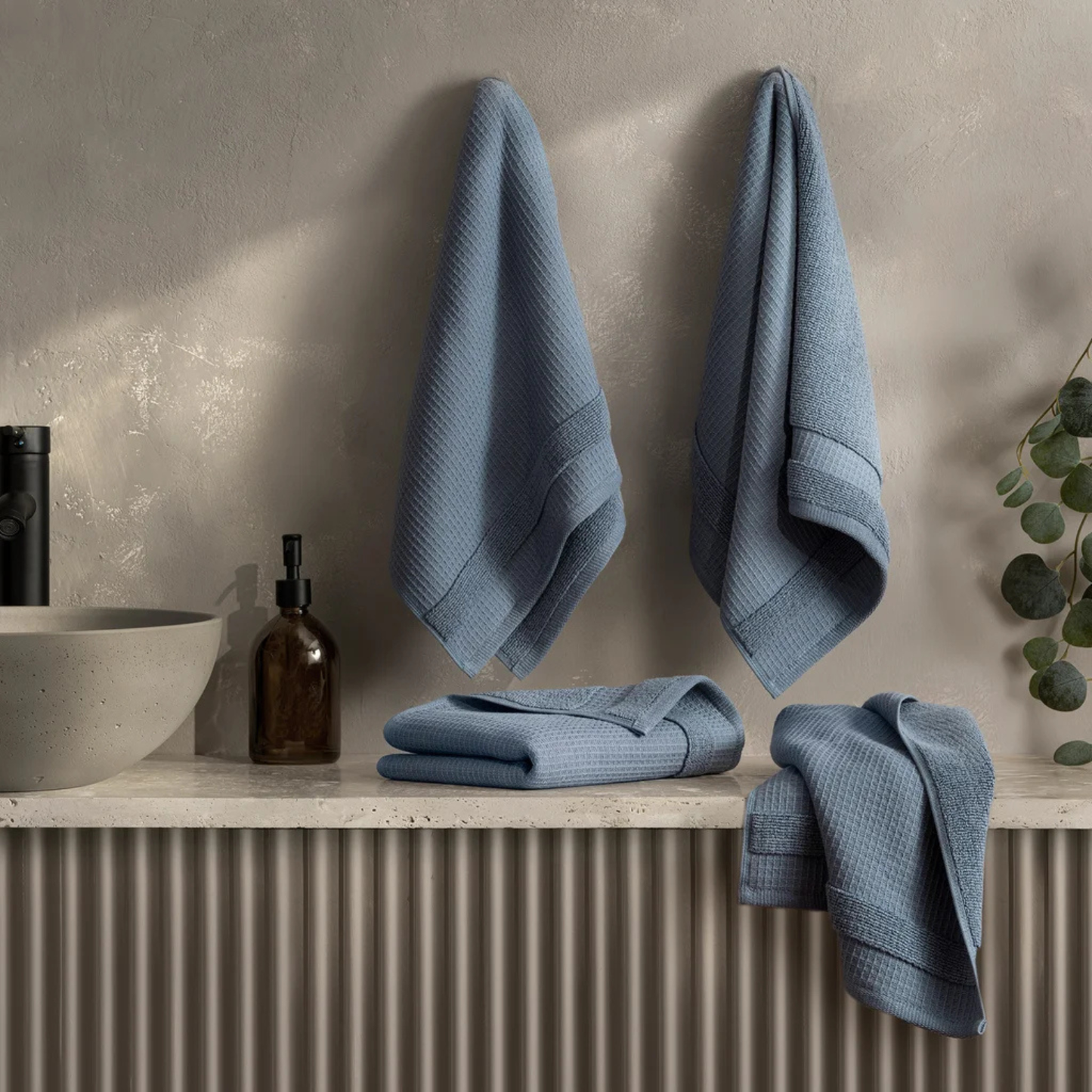 WELHOME - Paquet de 4 Serviettes à Main-4-pack-hand-towels-Bleu-Blue-1996328-1994082 