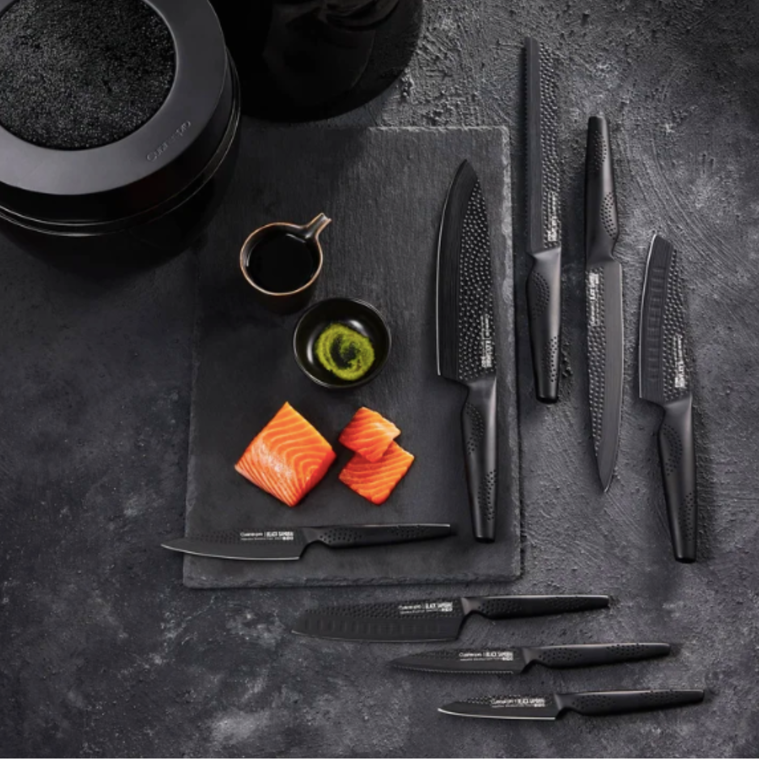CUISINE PRO - Ensemble de 9 Couteaux et Bloc de Rangement The Egg Black Samurai-9-Piece-Knife-Block-Set-1998184
