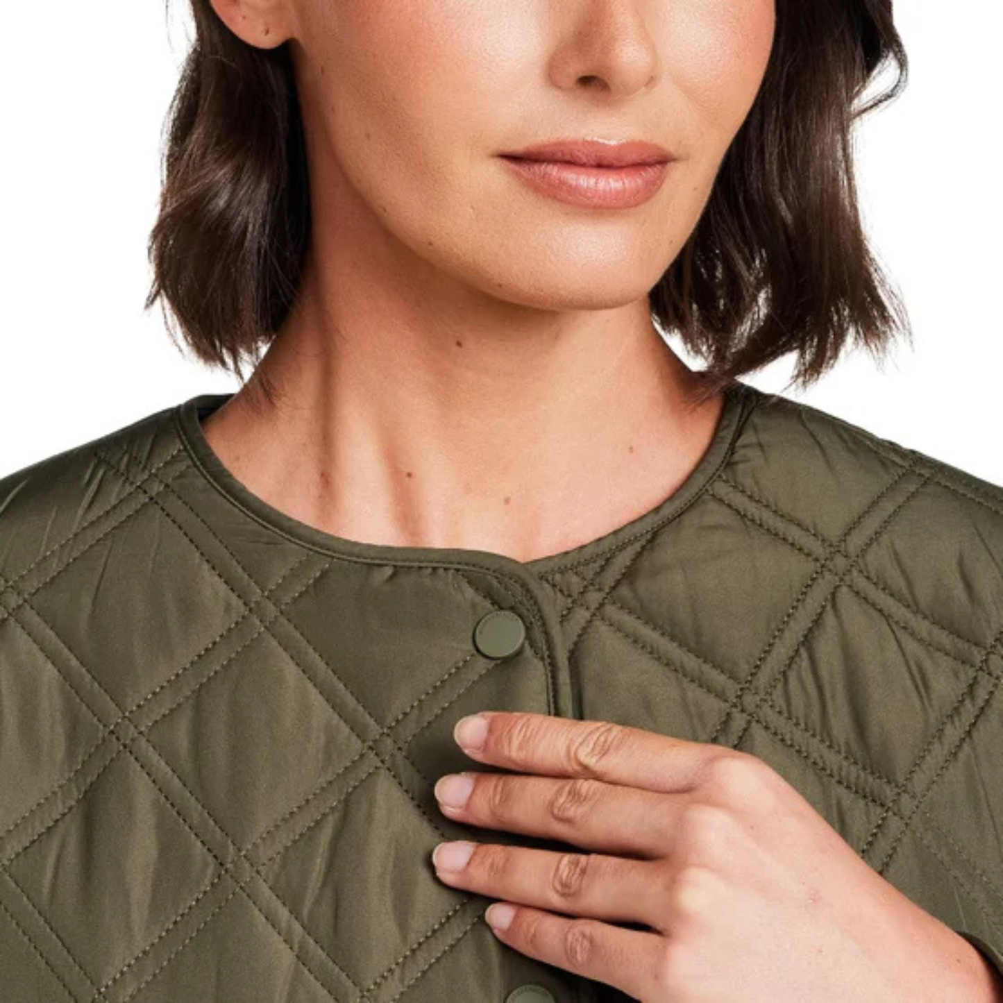 WEATHERPROOF - Veste Matelassée sans Col pour Femme-Womens-Collarless-Quilted-Jacket-Vert-Green-Kaki-1184402-1973871