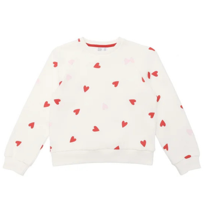 GAP KIDS -Chandail en Molleton à Col Rond pour Fille-Girls-Crew-Sweatshirt-Blanc-Rouge-White-Red-4432626-1953986