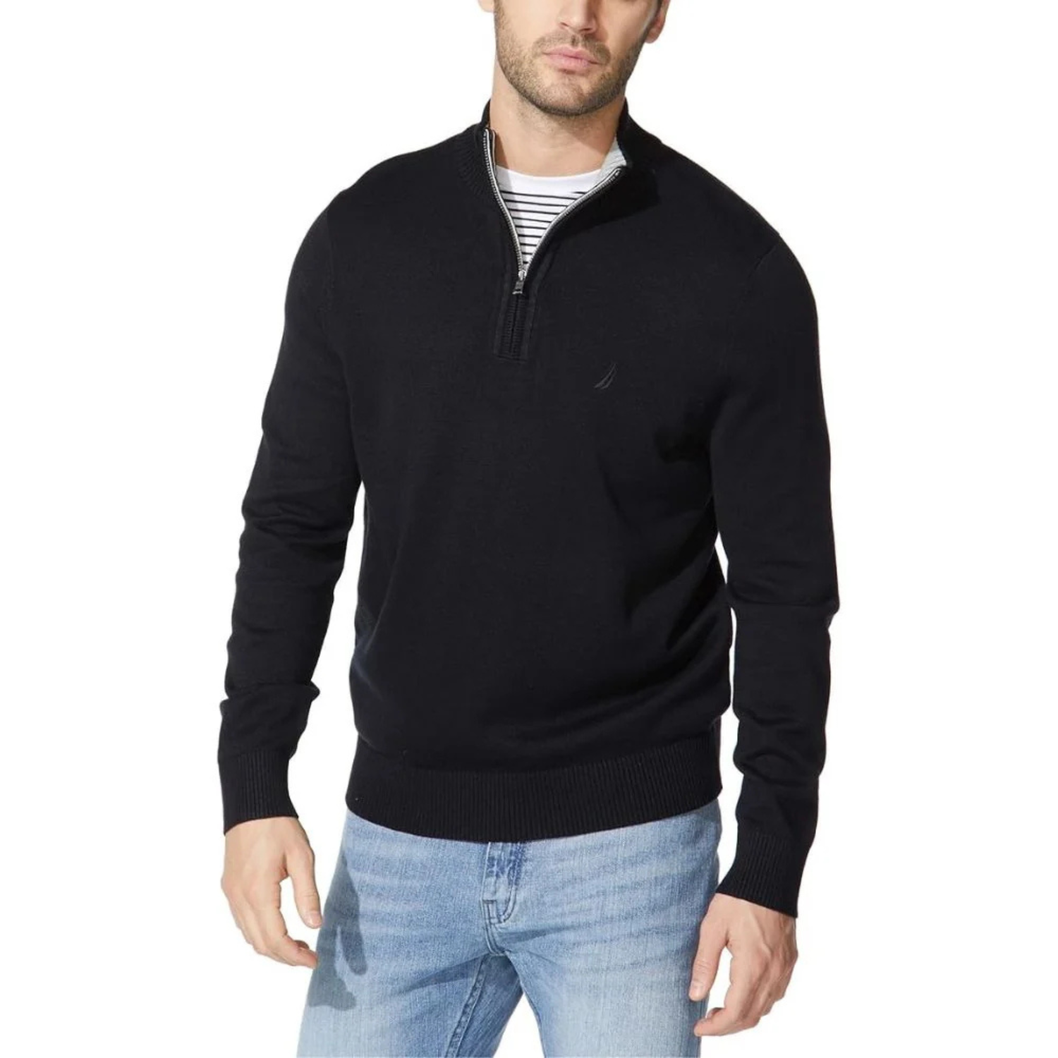NAUTICA - Chandail à Fermeture à Glissière un Quart pour Homme-Mens-1/4-Zip-sweater-noir-Black-1915431