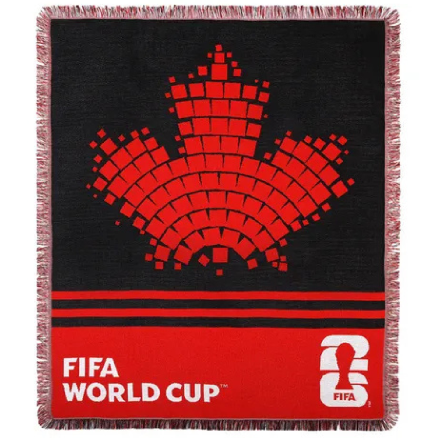FIFA - Jeté en Tapisserie-Tapestry-throw-noir-rouge-black-red-feuille-d'érable-Maple-Leaf-1991361