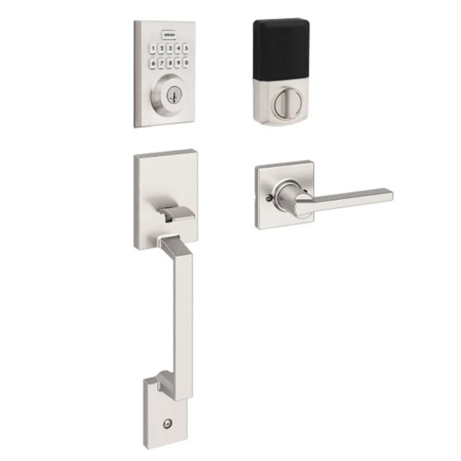 WEISER - Ensemble Combo Serrure à Pêne Dormant Électronique et Poignée-Electronic-deadbolt-&-Handleset-Combo-Pack-Argent-Nickel-Silver-1983676- 2983676