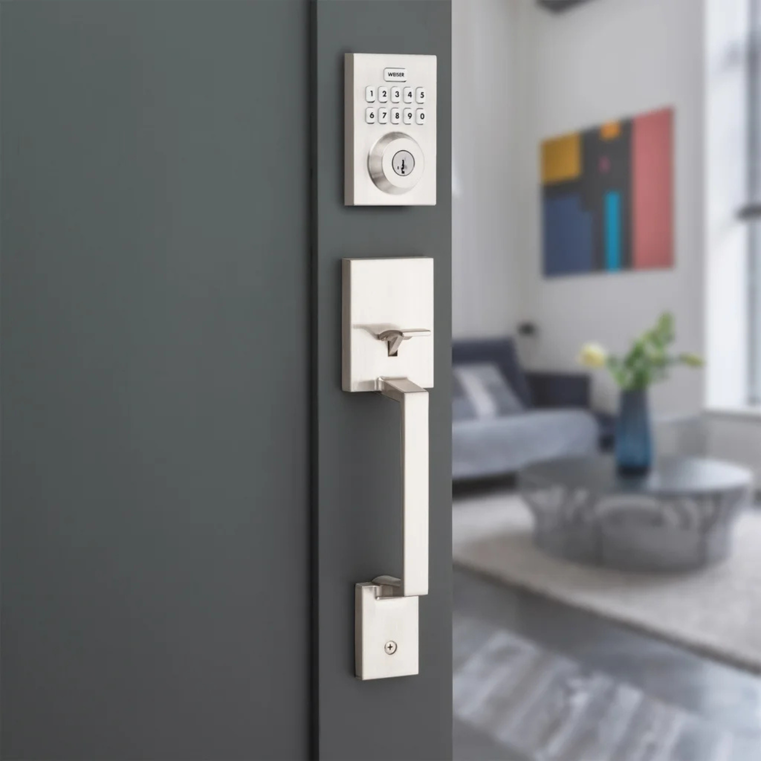 WEISER - Ensemble Combo Serrure à Pêne Dormant Électronique et Poignée-Electronic-deadbolt-&-Handleset-Combo-Pack-Argent-Nickel-Silver-1983676- 2983676